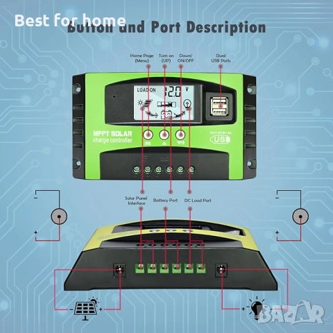 60A MPPT соларен контролер за зареждане, 12V/24V, снимка 3 - Друга електроника - 51579387