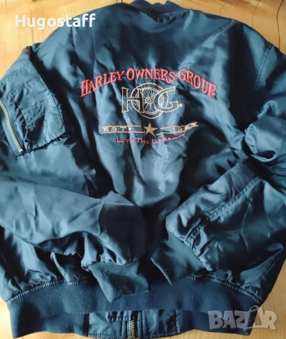 Винтидж оригинално черно бомбър яке на Harley-Davidson Owners Group (HOG)Хл, снимка 10 - Якета - 52315224