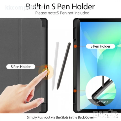 Samsung Galaxy Tab S10 FE+ DUX DUCIS Domo Кожен Калъф с Тройно Сгъване и Скрийн Протектор – Черен, Т, снимка 4 - Калъфи, кейсове - 50845541