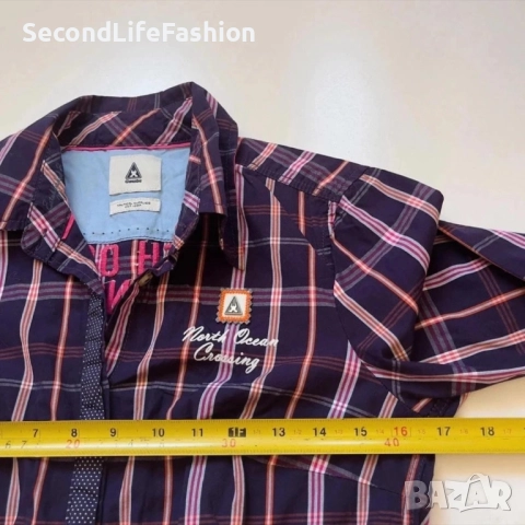 Дамска карирана риза GAASTRA North Ocean Crossing, размер S лилава с копчета, снимка 4 - Ризи - 52516570