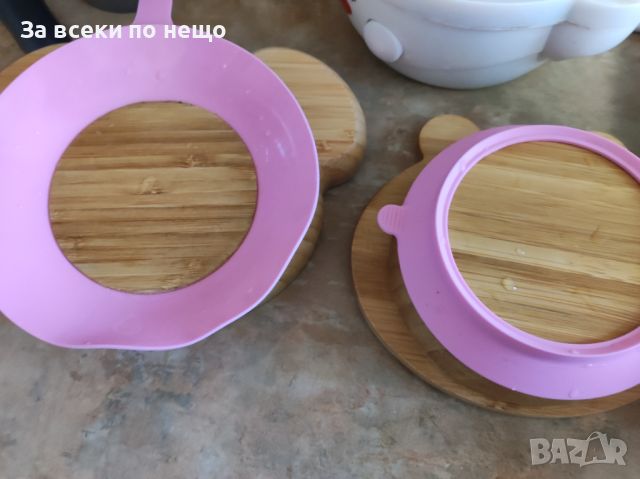 Бамбукова купа и чиния  мишле за хранене за бебе , снимка 4 - Други - 45681103