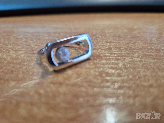 среб пръстен с подвижен циркон, снимка 4 - Пръстени - 52635340