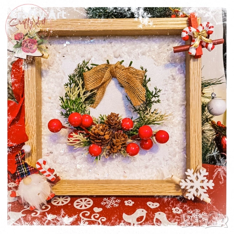 Малка коледна рамка с късмети , снимка 2 - Декорация за дома - 51955931