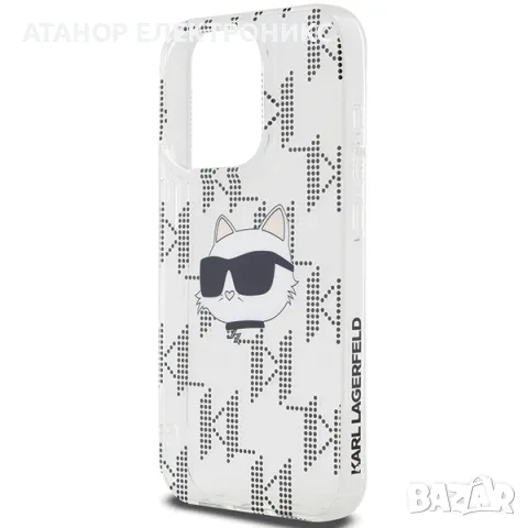 Калъф  Karl Lagerfeld - IML Luxury - iPhone 15 Pro Max - Transparent Choupette Head&Mono, снимка 5 - Калъфи, кейсове - 48114798