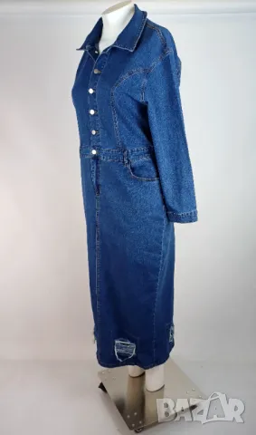 XL-XXL Еластична дънкова рокля, снимка 4 - Рокли - 50254129