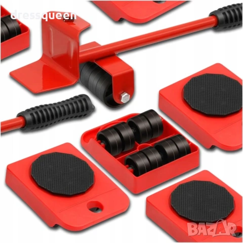 Комплект за лесно местене на мебели: Повдигач и 4 въртящи се подложки (до 150 кг), снимка 6 - Други стоки за дома - 53624273