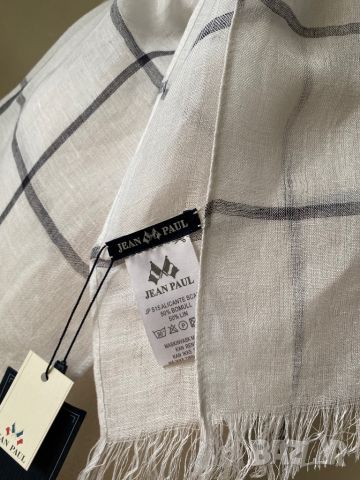 Бял, ленен шал, Jean Paul, с етикет, снимка 5 - Шалове - 45427372