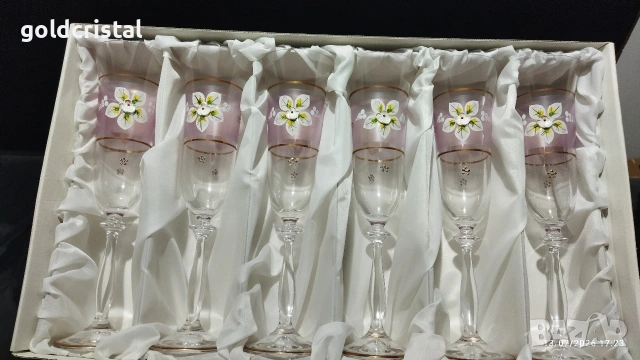 кристални чаши Бохемия Чехословакия , снимка 8 - Антикварни и старинни предмети - 27890289