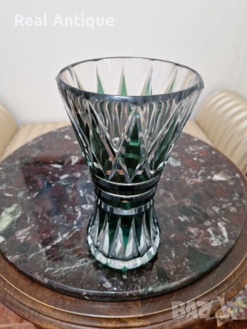 Превъзходна антикварна колекционерска белгийска кристална ваза Val Saint Lambert , снимка 3 - Вази - 51040147