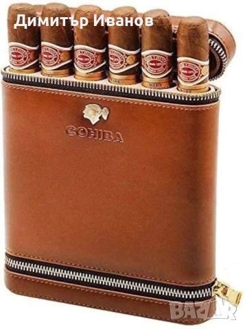 Cohiba кедров (кожено покритие) преносим хумидор със овлажнител за 6 пури, снимка 3 - Други - 51019105