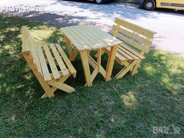 Градински комплект - маса, 2 пейки, снимка 3 - Градински мебели, декорация  - 37714963