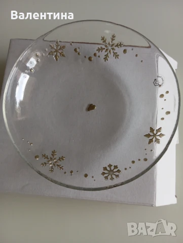Стъклена коледна чиния със звездички, снимка 3 - Декорация за дома - 51430491