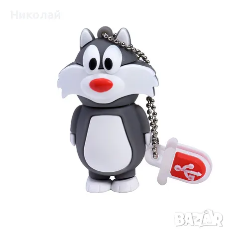 Флашка 32 гб Сива котка , USB малко коте котешка лапа , котенце, снимка 1 - USB Flash памети - 47924420