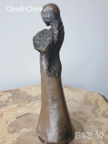 20см-1кг Anne David статуетка/шотландска бронзова скулптура/фигура на майка с бебе, снимка 5 - Статуетки - 50311198