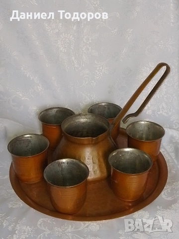 Стар Меден Сервиз за - Кафе , Вино, Ракия - 8 части