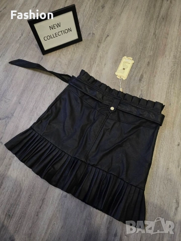 Нова черна кожена пола + колан на намаление, снимка 3 - Поли - 53415068