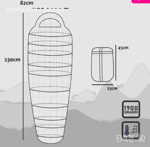 anaterra® Спален чувал до -23°C LEKKAWARM - 230x82 см НОВИ, снимка 6 - Надуваеми легла - 52211345