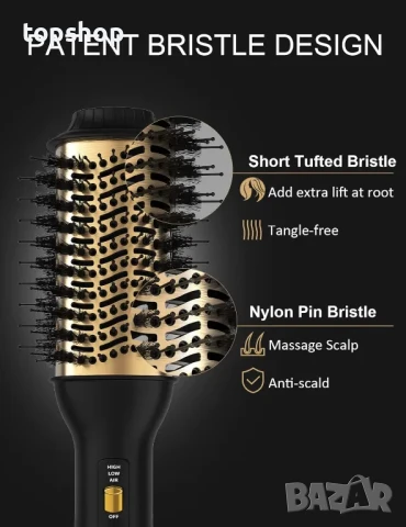 НОВА LANDOT Четка + сешоар с горещ въздух за сушене, изправяне, обем, снимка 4 - Сешоари - 50555713