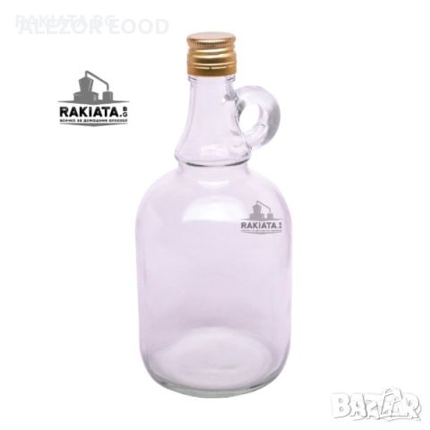 Стъклена бутилка - дамаджана 1 л. с метална капчка и дръжка, бутилки, 23204140, снимка 2 - Други стоки за дома - 45113124