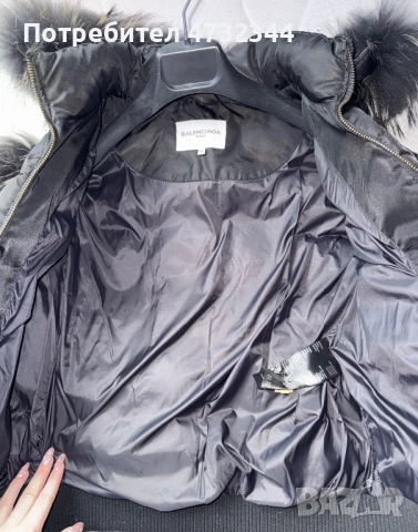 Черно женско яке с гъши пух и лисица на качулката, снимка 6 - Якета - 53406677