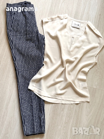 Елегантен панталон в ситно каре Zara & страхотен копринен топ Dante 6 , снимка 9 - Панталони - 45046559