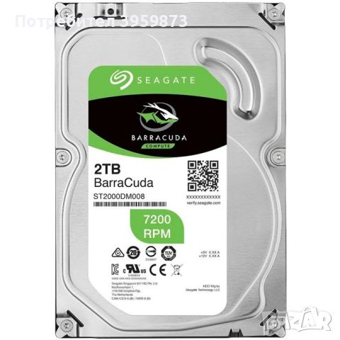 2TB Seagate HDD Barracuda ST2000DM008, SATA 6Gb/s, 7200rpm, 256MB кеш, снимка 1 - Твърди дискове - 46319708