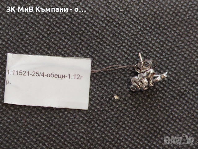 Сребърни обеци 1.12гр, снимка 2 - Обеци - 53276002