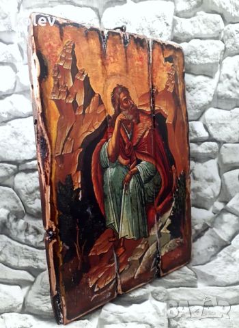 Икона на свети пророк Илия 25/18 см, уникат, снимка 3 - Икони - 37767197