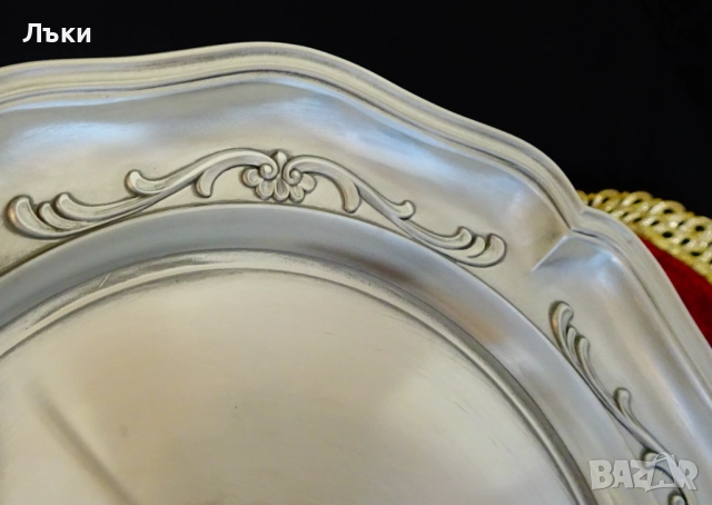 Калаена чиния за гравиране,калаена сватба,Art Nouveau. , снимка 2 - Антикварни и старинни предмети - 52887488