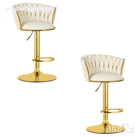 Луксозен тапициран кадифен табрет - 2 броя