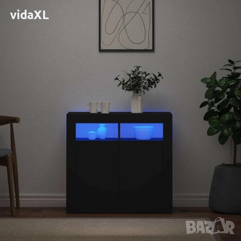 vidaXL Сайдборд с LED светлини, черен, 80x35x75 см(SKU:804329), снимка 2 - Други - 53785741