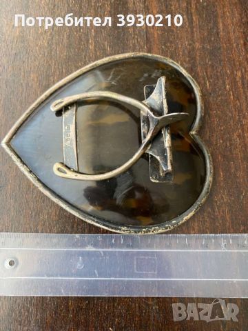 Щипка за хартия във формата на сърце от сребро и черупка на костенурка, снимка 7 - Антикварни и старинни предмети - 45481185