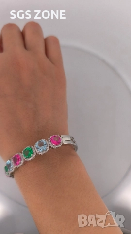 СРЕБЪРНА ГРИВНА ОТ ТАЙЛАНД С ЕСТЕСТВЕН ТОПАЗ И РОДИЕВО ПОКРИТИЕ, снимка 6 - Гривни - 52457983