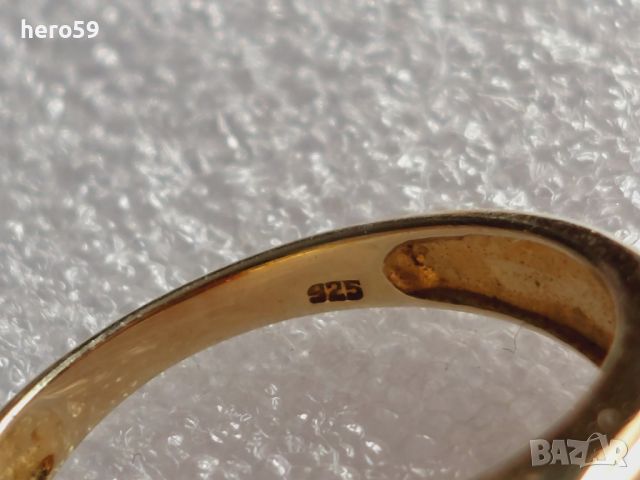 Позлатен сребърен пръстен с карнелиан, снимка 6 - Пръстени - 46475880