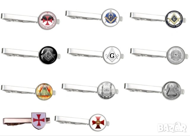 Масонска Игла за Вратовръзка Щипка за Вратовръзка Емайлиран Щит на Рицар Кръстоносец Кръст Тамплиер