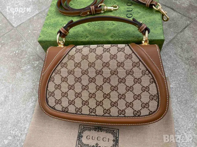 Gucci Чанта Blondie Гучи Кафявa Кожа Canvas Горна Дръжка Оригинална, снимка 4 - Чанти - 48207979