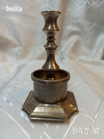 Стилен стар посребрен свещник E.P C.A,, снимка 3 - Антикварни и старинни предмети - 54239343