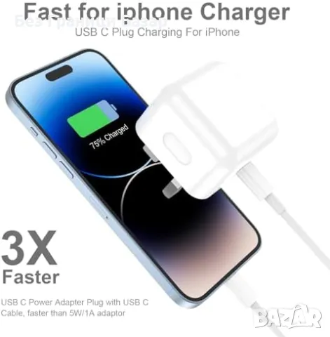 Нов Комплект 2 зарядни и 2 кабела 20W за iPhone/iPad Айфон зарядно, снимка 6 - Аксесоари за Apple - 48788107