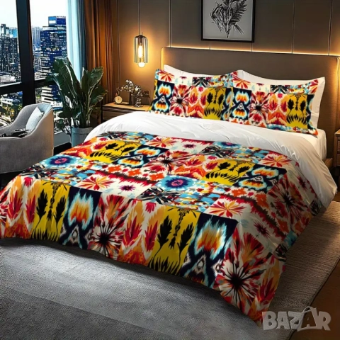 Нов 100% памук спален комплект ( бохо стил ), снимка 3 - Спално бельо - 51769732