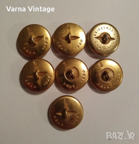 Копчета Kriegsmarine Трети райх 1939 и 1940 г. 7 бр., снимка 2 - Антикварни и старинни предмети - 53857925