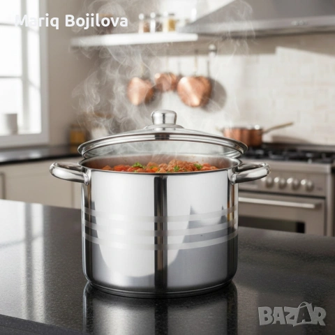 Тенджера Edenberg от неръждаема стомана и многослойно дъно за бързо и равномерно готвене, снимка 2 - Съдове за готвене - 53413750