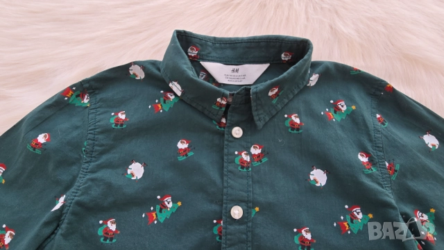 Детска Коледна риза H&M 5-6 години , снимка 3 - Детски ризи - 52330333