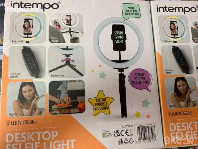 Настолна лампа за селфи с държач за телефон , Sync Desktop Selfie Light Ring Stand with Phone Holder, снимка 4 - Светкавици, студийно осветление - 45750501