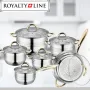 Комплект тенджери и тиган Royalty Line RL-1231G, Индукция, Инокс, Злат, снимка 2