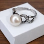 Руски сребърен пръстен с естествена перла, снимка 1