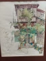 Стар  акварел с паспарту ,смесена техника на Владимир Мански, снимка 3