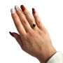 Дамски пръстен от неръждаема стомана с красив черен камък