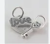 Сребърен талисман Pandora 925 Double Splittable Heart & Key Charm , снимка 4