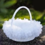 6503 Бяла сватбена кошница за цветя и късмети за хвърляне, 23 см, снимка 1