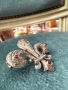 Сребърна брошка със злато и гранати №7525, снимка 3